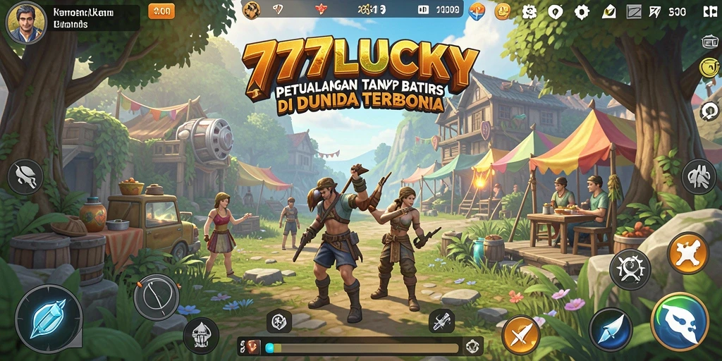 Screenshot gameplay 777LUCKY menampilkan petualangan di dunia terbuka.
