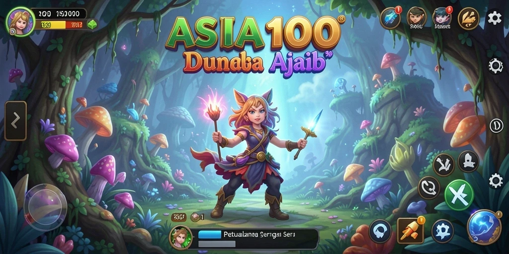Tampilan gameplay ASIA100 yang menampilkan karakter dan tantangan petualangan.