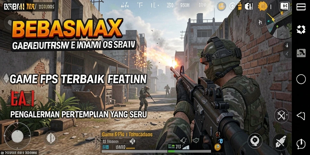 Screenshot gameplay BEBASMAX yang menampilkan aksi tembak-menembak yang intens.
