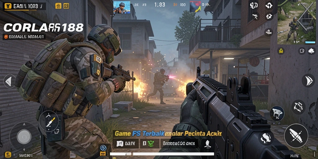 Tangkapan layar gameplay <strong>CORLA188</strong> menunjukkan aksi seru dalam pertempuran FPS.