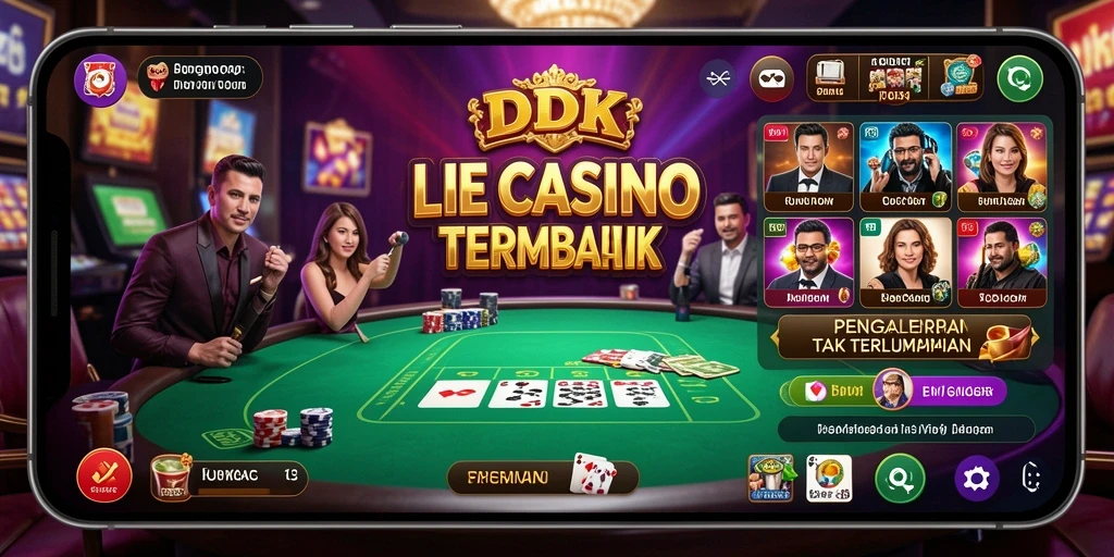 Screenshot DKK menampilkan dealer langsung dan permainan yang mendebarkan di Live Casino.