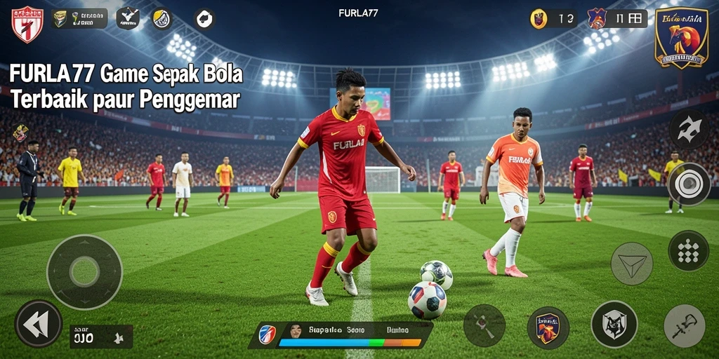 Screenshot gameplay FURLA77 menampilkan aksi sepak bola mendebarkan.