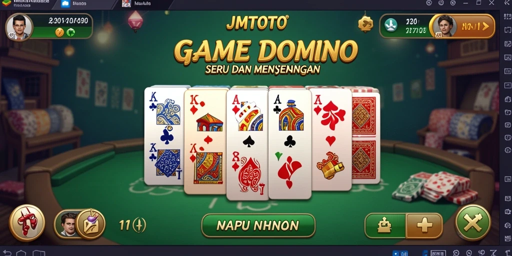 Screenshot gameplay utama JMTOTO yang menunjukkan keseruan bermain Domino.