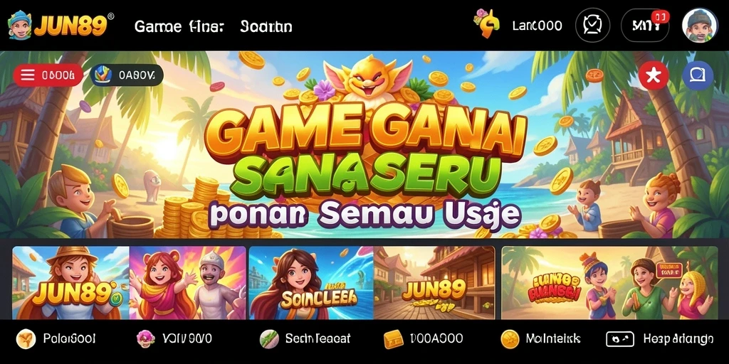 Tampilan gameplay <strong>JUN88</strong> yang ceria dan penuh warna.