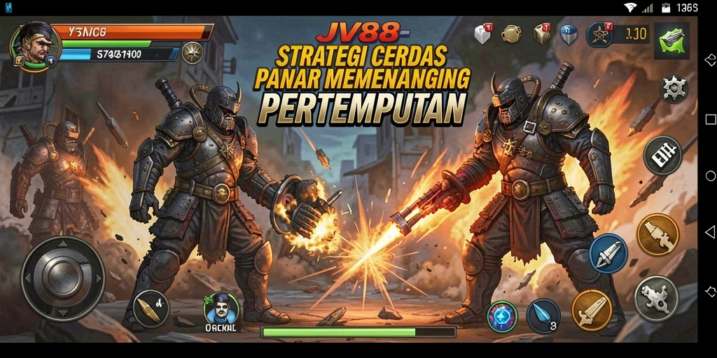 Screenshot menunjukkan aksi pertempuran mendebarkan dalam JV88.