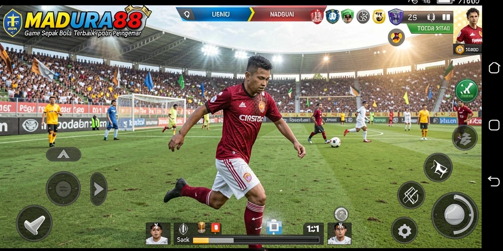 Screenshot gameplay MADURA88 dengan aksi seru permainan sepak bola.