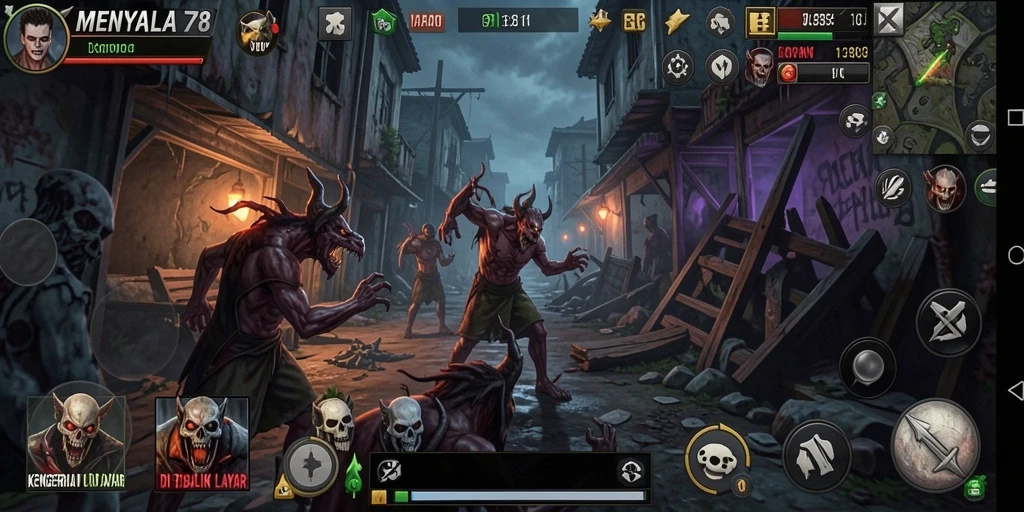 Screenshot gameplay menunjukkan suasana menyeramkan di MENYALA78.