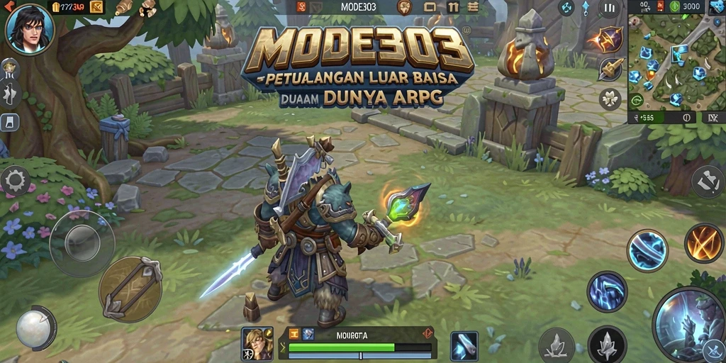 Screenshot MODE303 menampilkan aksi seru dalam pertarungan ARPG.