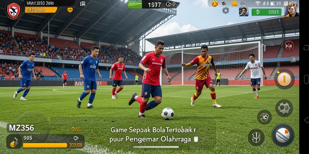 Tampilan gameplay menarik dari MZ356 yang menghadirkan aksi sepak bola seru.