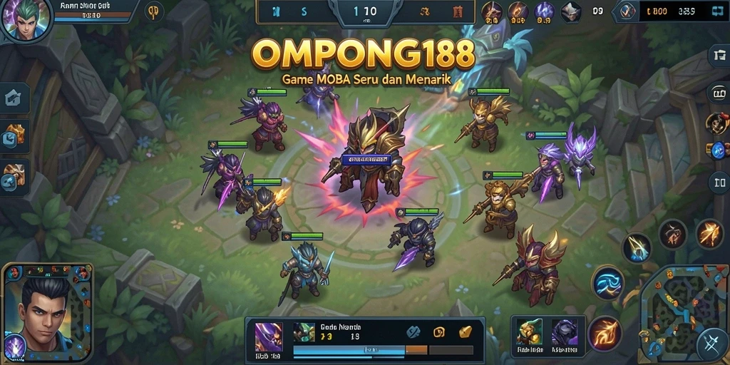 Screenshot OMPONG188 menampilkan aksi seru gameplay MOBA.