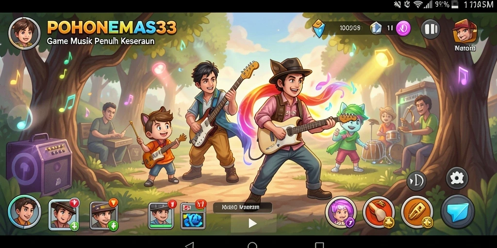 Tampilan gameplay seru dengan lagu-lagu menarik di POHONEMAS33.