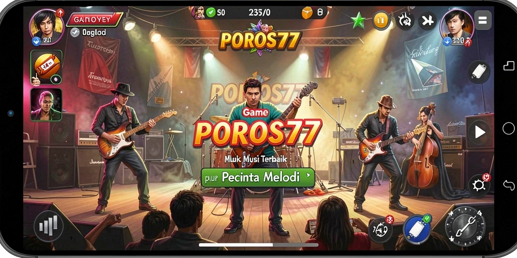 Tampilan gameplay POROS77 dengan interaksi musik yang seru.