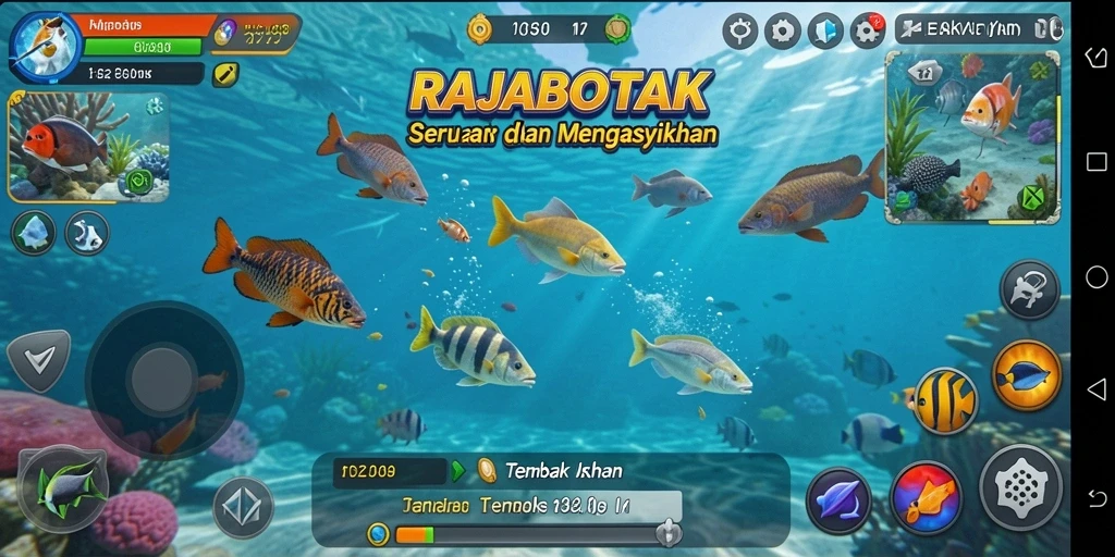 Gameplay seru menembak ikan dalam RAJABOTAK.