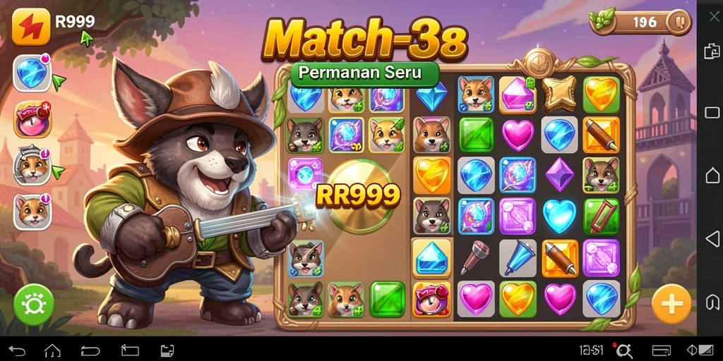 Gameplay RR999 yang menantang dengan warna-warni cerah.