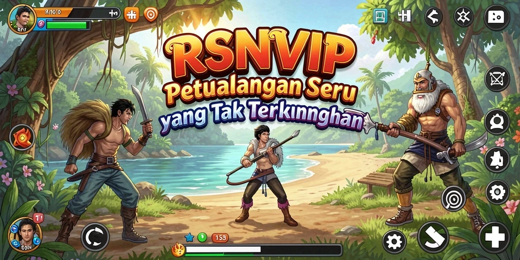 Tampilan gameplay RSNVIP dalam dunia petualangan penuh warna.