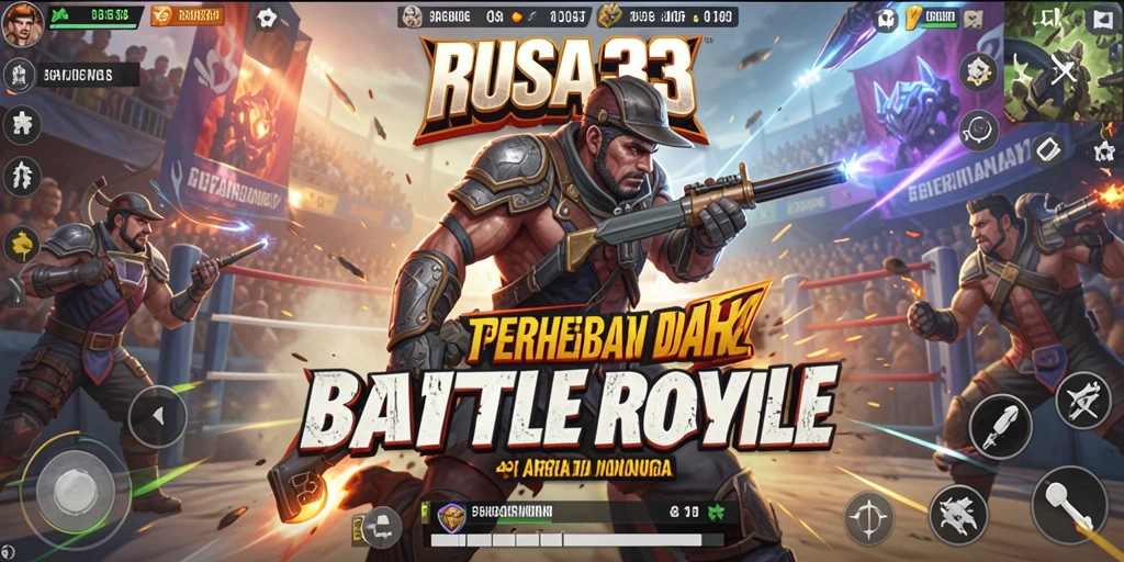 Tampilan gameplay RUSA33 dengan aksi pertarungan seru di arena Battle Royale.