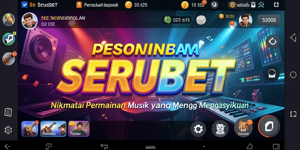 Tangkapan layar permainan SERUBET menunjukkan aksi seru dan interaksi musik.