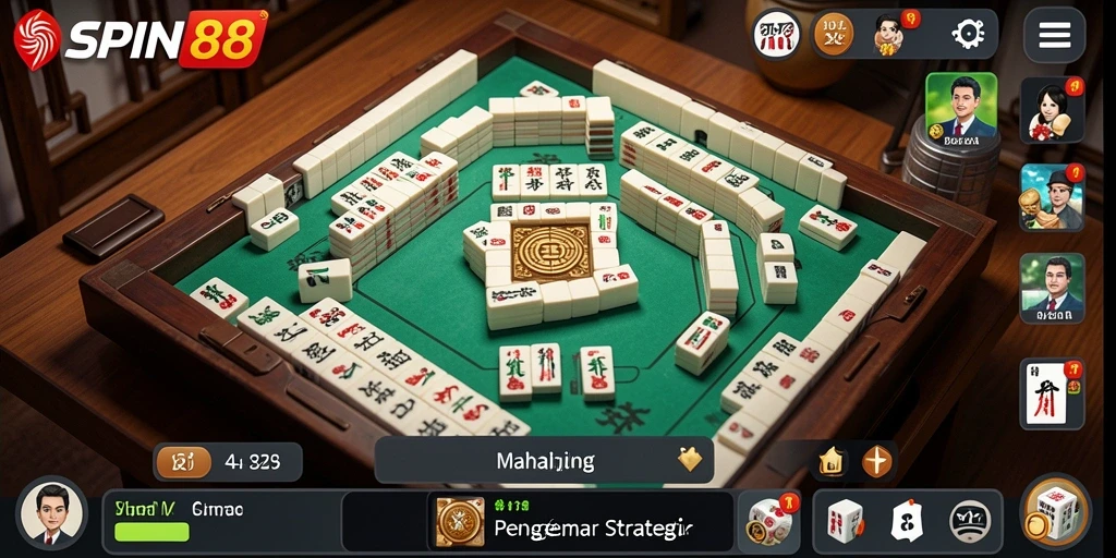 Tampilan gameplay Mahjong yang menarik di SPIN88.