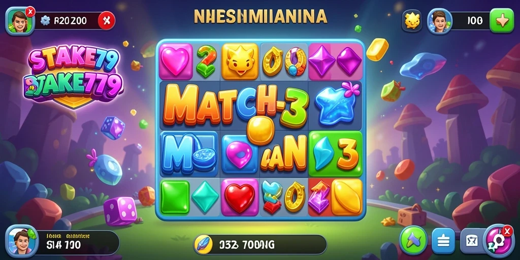Tampilan gameplay seru di STAKE779 dengan tantangan Match-3.