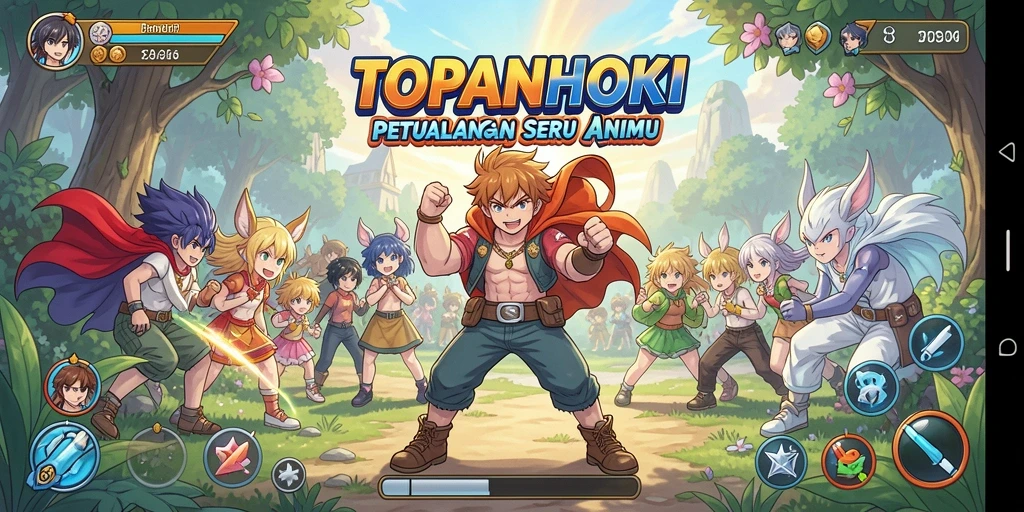Screenshot gameplay TOPANHOKI menampilkan karakter Anime beraksi.