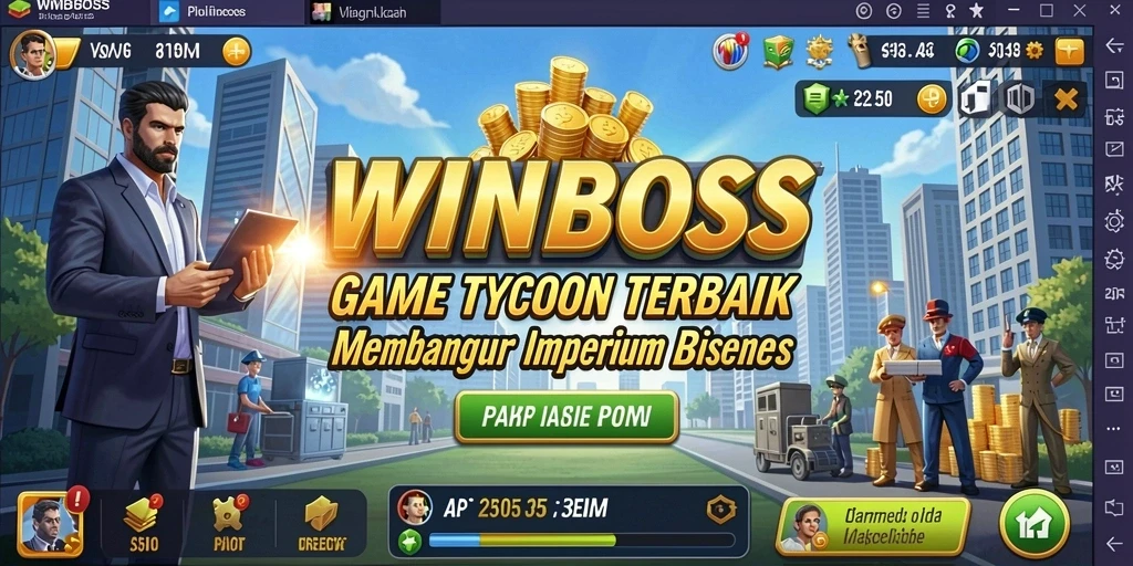 Screenshot gameplay WINBOSS menampilkan dinamika bisnis yang menarik.